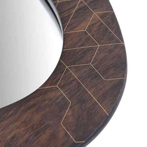 Triangle Wood Mirror with Brass Inlay